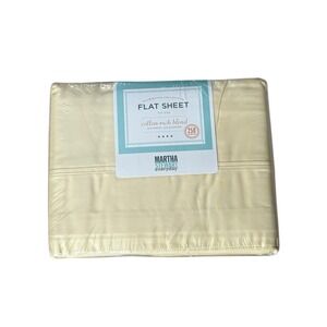 Martha Stewart Everyday Flat Sheet Lemon Yellow Full Size 250 Thread Ct New 2004